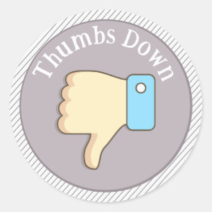 Duim Omlaag Hand Paars Ronde Sticker