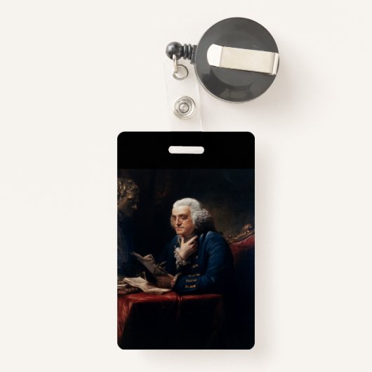 Duim portret, Benjamin Franklin Founding Father Badge (Achterkant met intrekbare)