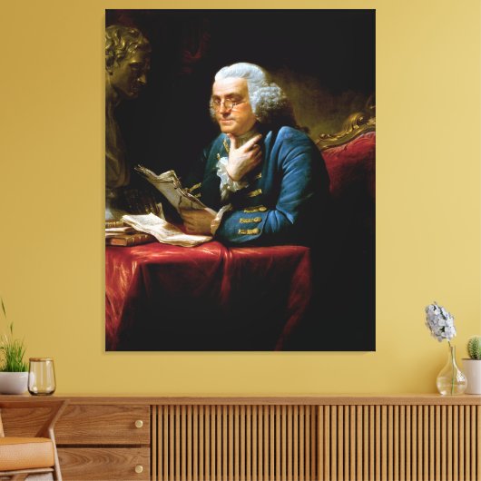 Duim portret, Benjamin Franklin Founding Father Canvas Afdruk (Insitu (Woonkamer))