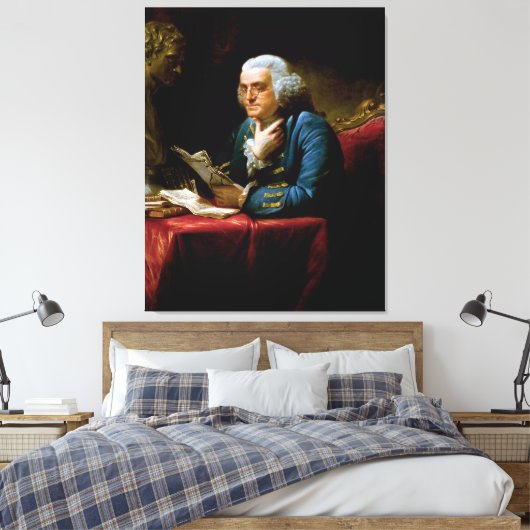 Duim portret, Benjamin Franklin Founding Father Canvas Afdruk (Insitu (Slaapkamer))