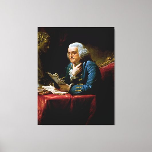 Duim portret, Benjamin Franklin Founding Father Canvas Afdruk (Voorkant)