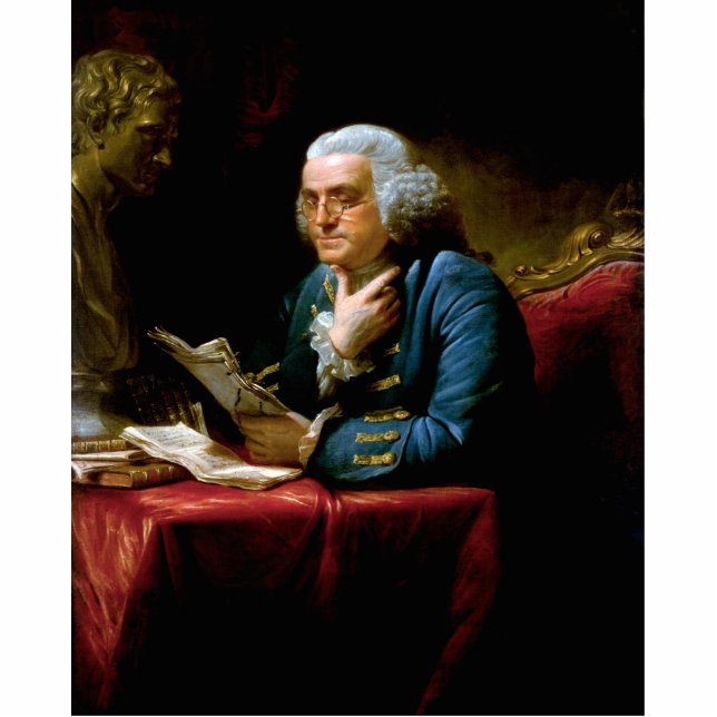 Duim portret, Benjamin Franklin Founding Father Fotobeeldje Magneet (Voorkant)