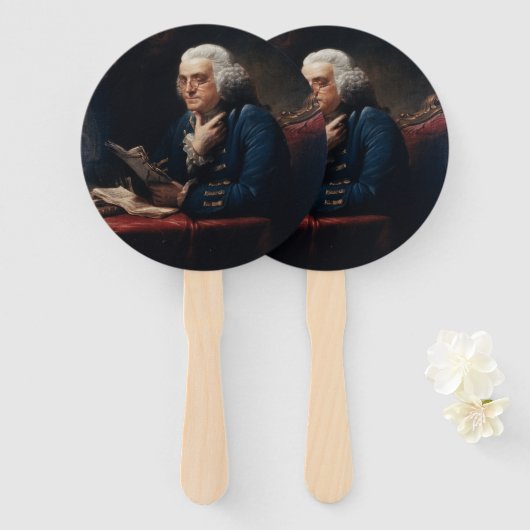 Duim portret, Benjamin Franklin Founding Father Handwaaier (Voorkant en achterkant)