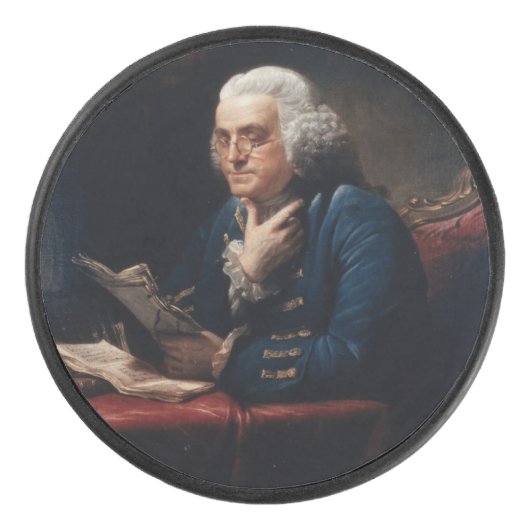Duim portret, Benjamin Franklin Founding Father Hockey Puck (Voorkant)