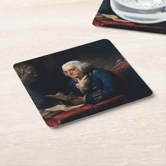 Duim portret, Benjamin Franklin Founding Father Kartonnen Onderzetters (Schuin)