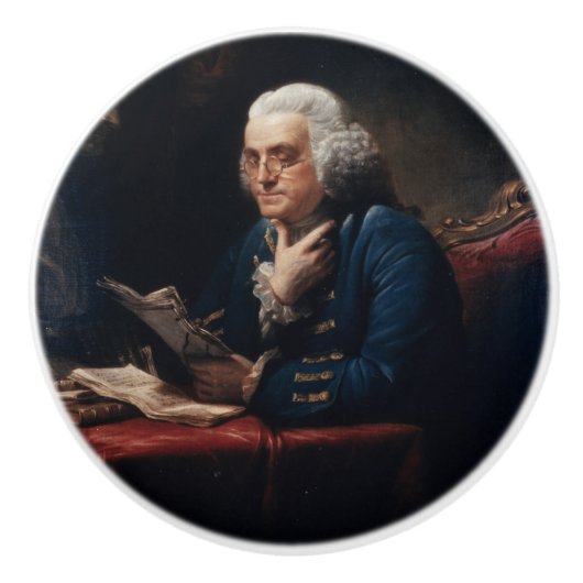 Duim portret, Benjamin Franklin Founding Father Keramische Knop (Voorkant)