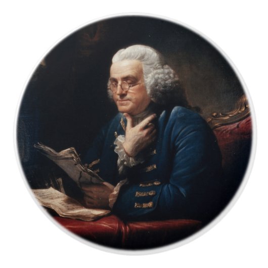 Duim portret, Benjamin Franklin Founding Father Keramische Knop (Voorkant)