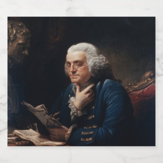 Duim portret, Benjamin Franklin Founding Father Likeurfles Etiket (Enkel label)