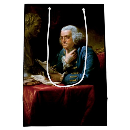 Duim portret, Benjamin Franklin Founding Father Medium Cadeauzakje (Achterkant)