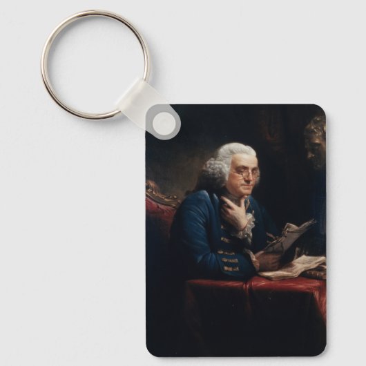 Duim portret, Benjamin Franklin Founding Father Sleutelhanger (Voorkant)