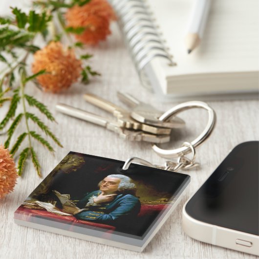 Duim portret, Benjamin Franklin Founding Father Sleutelhanger (Voorkant Rechts)