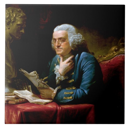 Duim portret, Benjamin Franklin Founding Father Tegeltje (Voorkant)