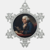 Duim portret, Benjamin Franklin Founding Father Tin Sneeuwvlok Ornament (Voorkant)