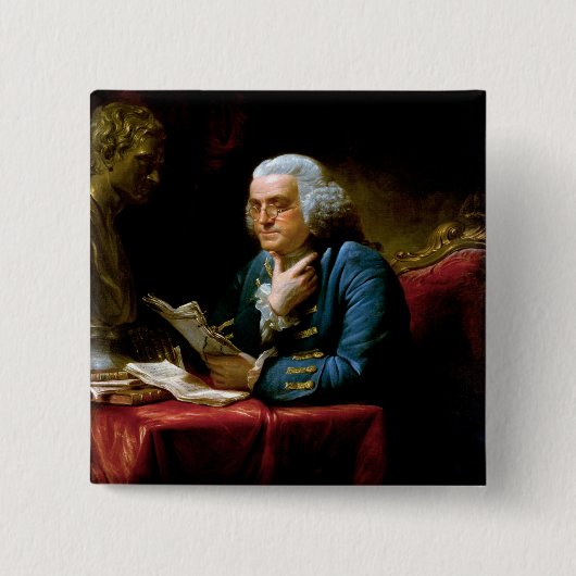 Duim portret, Benjamin Franklin Founding Father Vierkante Button 5,1 Cm (Voorkant)