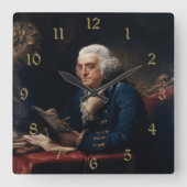 Duim portret, Benjamin Franklin Founding Father Vierkante Klok (Voorkant)