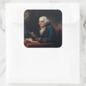 Duim portret, Benjamin Franklin Founding Father Vierkante Sticker (Tas)