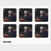 Duim portret, Benjamin Franklin Founding Father Vierkante Sticker (Vel)