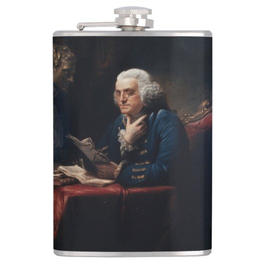 Duim Portret Benjamin Franklin in het Witte Huis  Heupfles (Voorkant)
