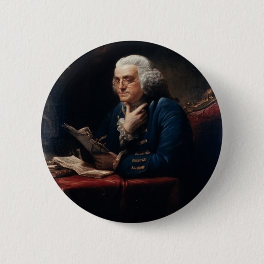 Duim Portret Benjamin Franklin in het Witte Huis Ronde Button 5,7 Cm (Voorkant)