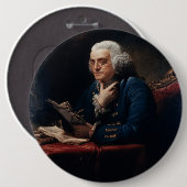 Duim Portret Benjamin Franklin in het Witte Huis Ronde Button 6,0 Cm (Voorkant /achterkant)
