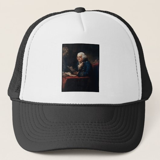 Duim Portret Benjamin Franklin in het Witte Huis Trucker Pet (Voorkant)