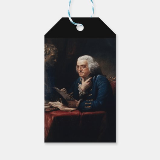 Duim Portret, Benjamin Franklin Oudstervader Cadeaulabel (Voorkant)
