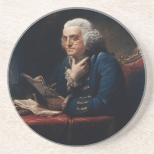 Duim Portret, Benjamin Franklin Oudstervader Zandsteen Onderzetter