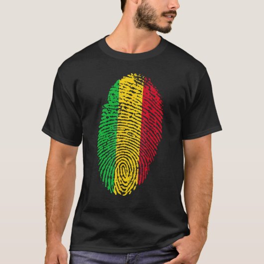 Duimafdruk Vingerafdruk Mali Vlag West-Afrika T-shirt (Voorkant)