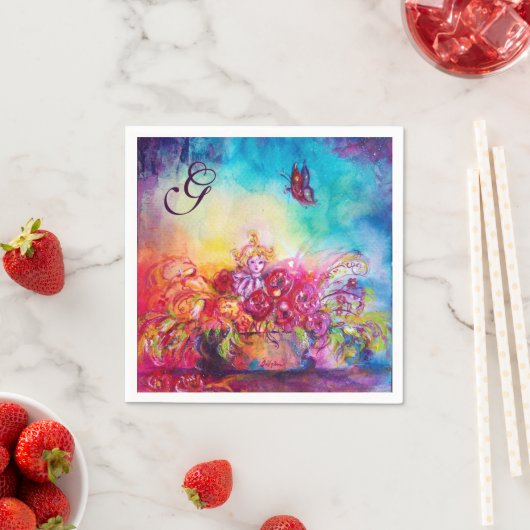 DUIMBELINA, BLOEMMAND EN VLINDERMONOGRAM SERVETTEN (Insitu)