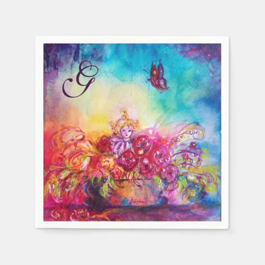 DUIMBELINA, BLOEMMAND EN VLINDERMONOGRAM SERVETTEN (Voorkant)