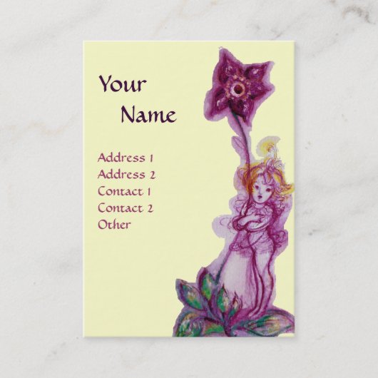 DUIMELIJNTJE MONOGRAM Paarse Violet Bloem Fee Visitekaartje (Voorkant)