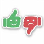 duimen omhoog duimen omlaag groen en rood dubbel sticker (Voorkant)