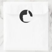 Duimen omhoog gebaar, zwarte rug ronde sticker (Tas)