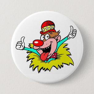 Duimen omhoog, leuke clown, ronde button 7,6 cm