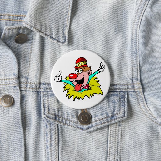 Duimen omhoog, leuke clown, ronde button 7,6 cm (In situ)