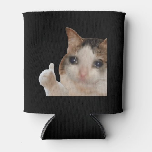 Duimen omhoog Ok Cat Meme Dubbelzijdig Zwart Blikjeskoeler (Voorkant)