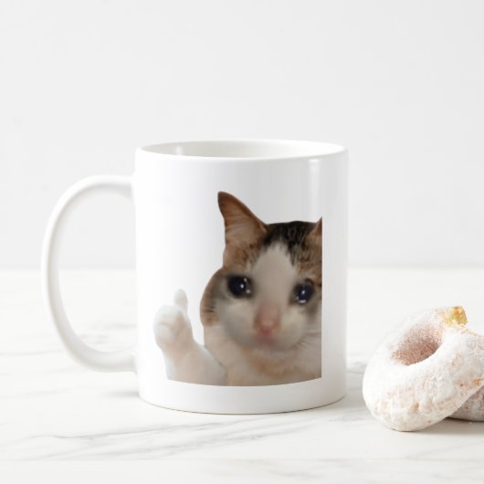 Duimen omhoog Ok Cat Meme Mok Dubbelzijdig (Met donut)