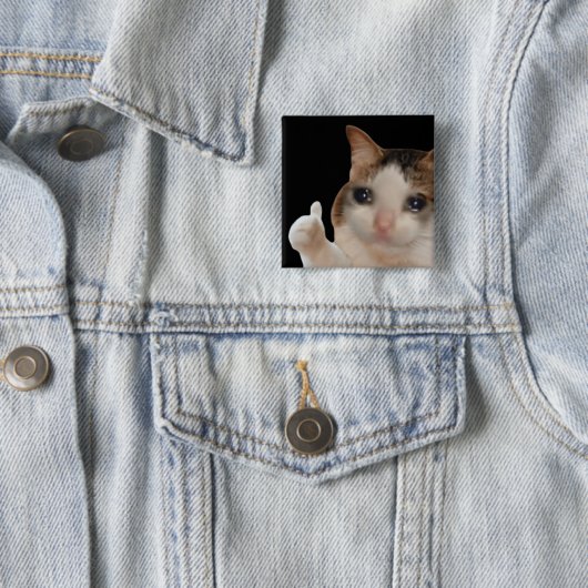 Duimen omhoog Ok Cat Meme Pin Button (In situ)
