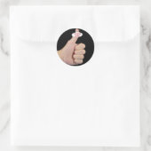 Duimen omhoog op zwart ronde sticker (Tas)