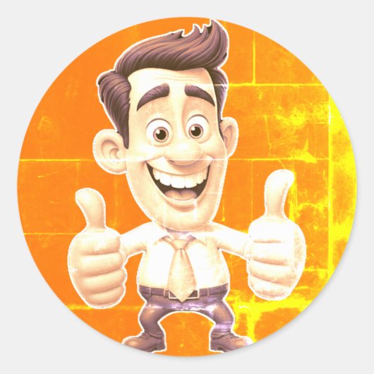Duimen omhoog, vingers, zoals ronde sticker (Voorkant)