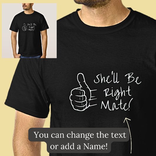 Duimen omhoog Ze zal gelijk partner op zwart zijn T-shirt