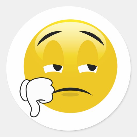 Duimen omlaag droevige emoji-Stickers Ronde Sticker (Voorkant)