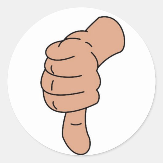 Duimen omlaag ronde sticker (Voorkant)