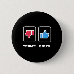 Duimen Omlaag Voor Trump En Duimen Omhoog Voor J.  Ronde Button 5,7 Cm
