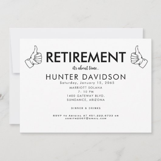 Duimen Up Retirement Party "Het is ongeveer tijd"  Kaart (Voorkant)