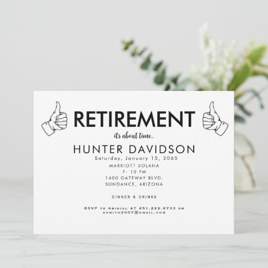 Duimen Up Retirement Party "Het is ongeveer tijd"  Kaart (Staand voorkant)