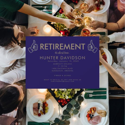 Duimpje omhoog Navy Pensioenpartij "Het is tijd" Kaart