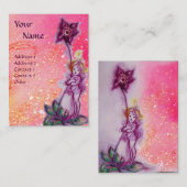 DUIMSTEEN, PAARSE BLOEM IN ROZE FUCHSIA SPRANKELS VISITEKAARTJE (Voorkant / Achterkant)