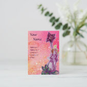 DUIMSTEEN, PAARSE BLOEM IN ROZE FUCHSIA SPRANKELS VISITEKAARTJE (Staand voorkant)