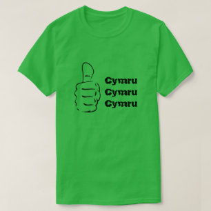 Duimt omhoog en Cymru driemaal T-shirt
